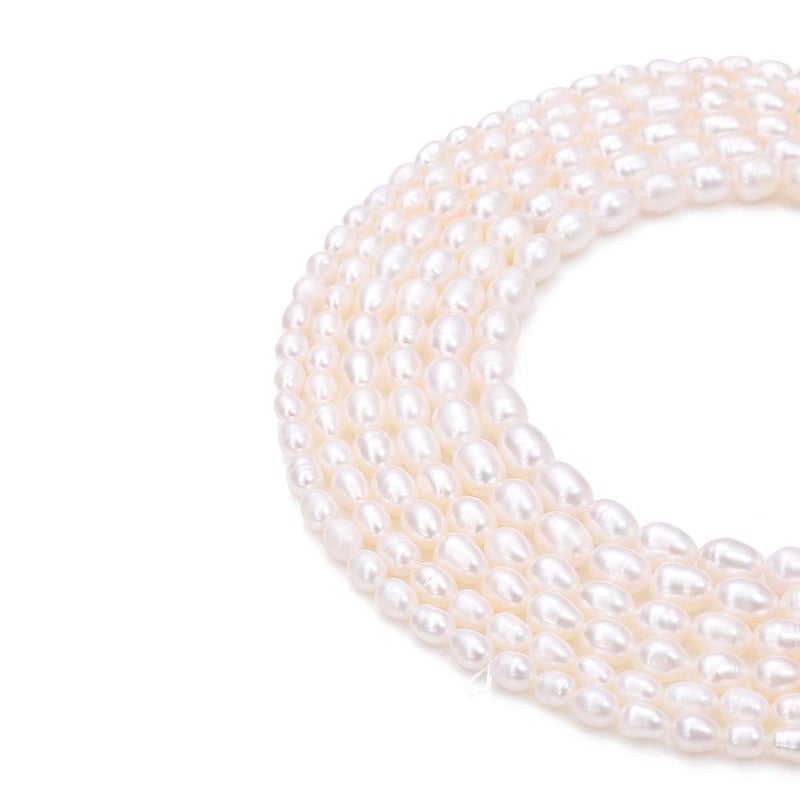 BEADIA Natural Pearl Beads Rice 4-5mm White Freshwater Cultured Loose Gemstone Beads for DIY Jewelry Making 13.8''/Strand - Image 2